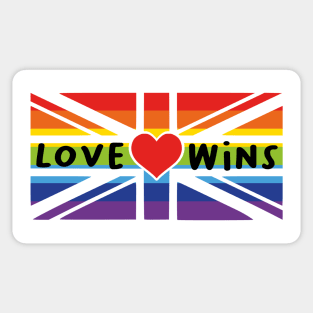 LGBTQA 'Love Wins' Union Jack Rainbow Sticker